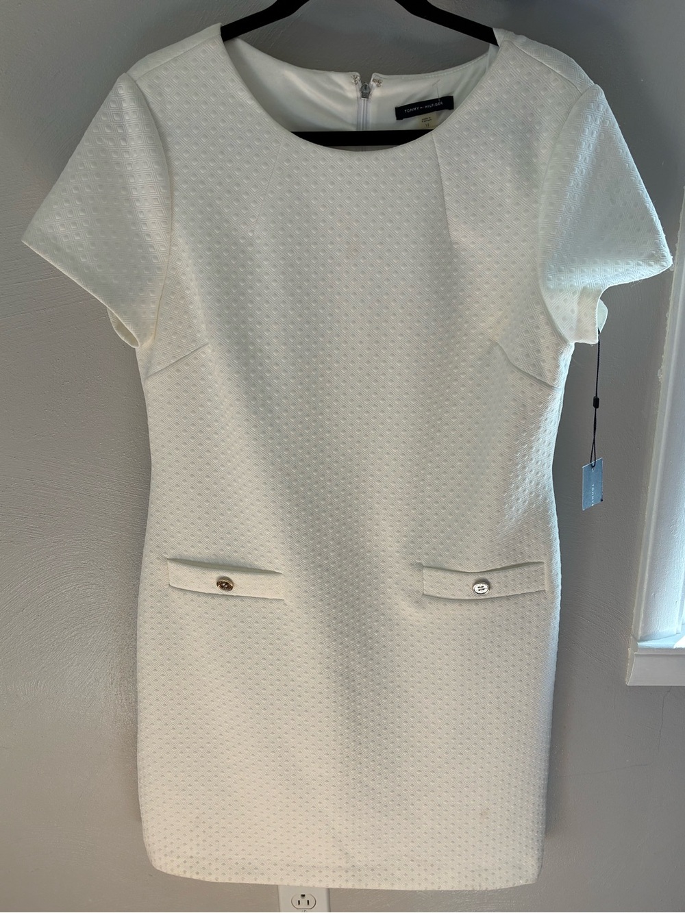 White Cap Sleeve Textured Midi Dress